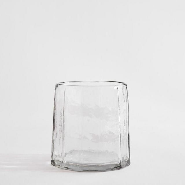 Hammered Café Recycled Hurricane, Large Votive, Clear
