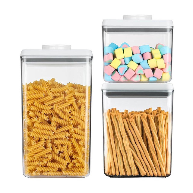 SETLUX Food Airtight Containers storage with Lids 3 Pack (1800ml + 1200ml + 500ml) One Button Open/POP UP/Kitchen Storage Organization for Coffee Tea Brown Sugar Cereals