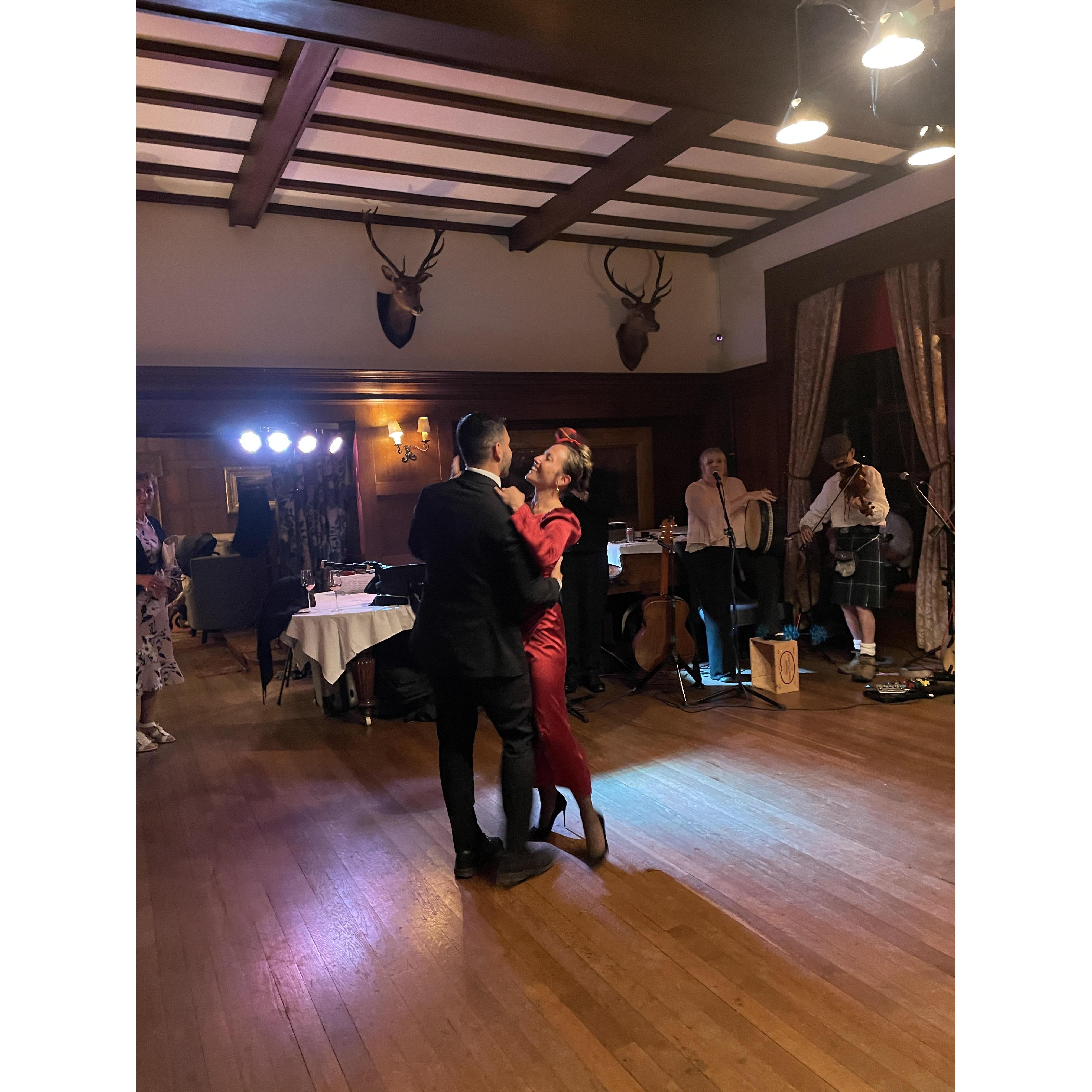 7. Clue: Celia couldn’t convince Victor to wear a kilt to this wedding.