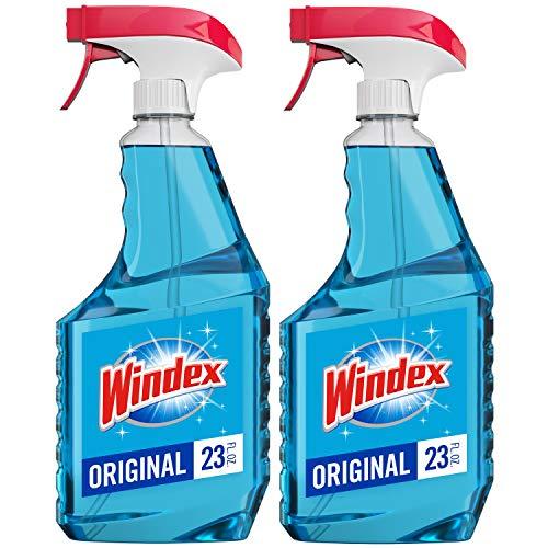 Windex Glass Cleaner Spray Bottle, Original Blue, 23 fl oz (2 ct)