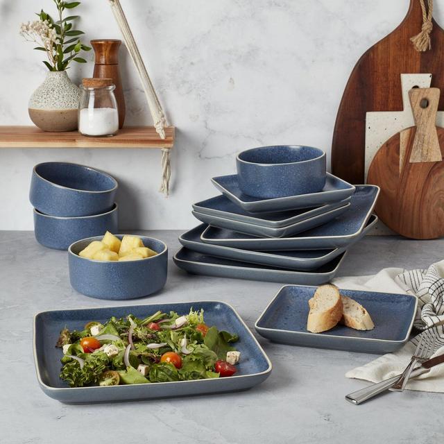 12PC Square Dinnerware Set - Blue