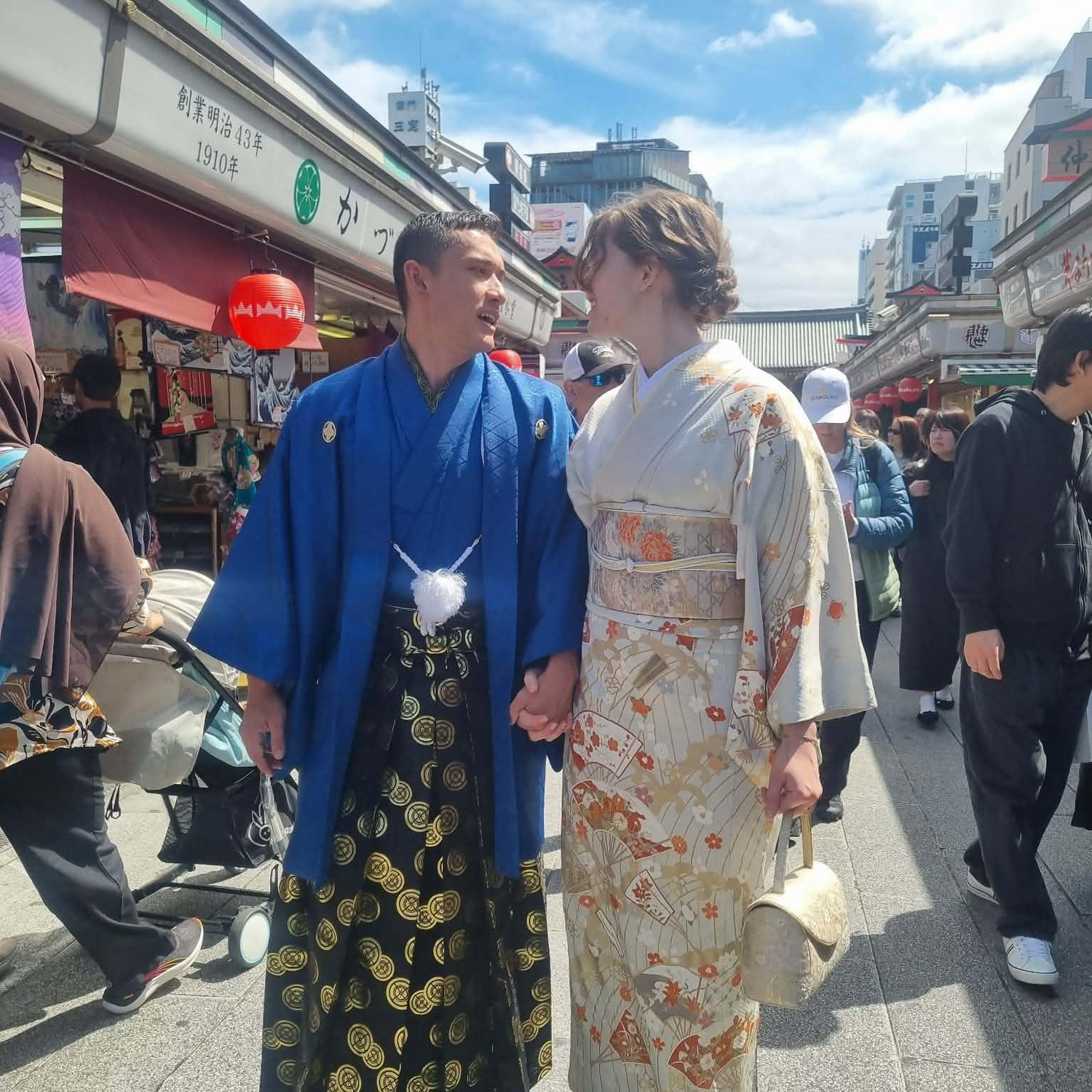 Traveling in Japan wearing traditional Kimonos