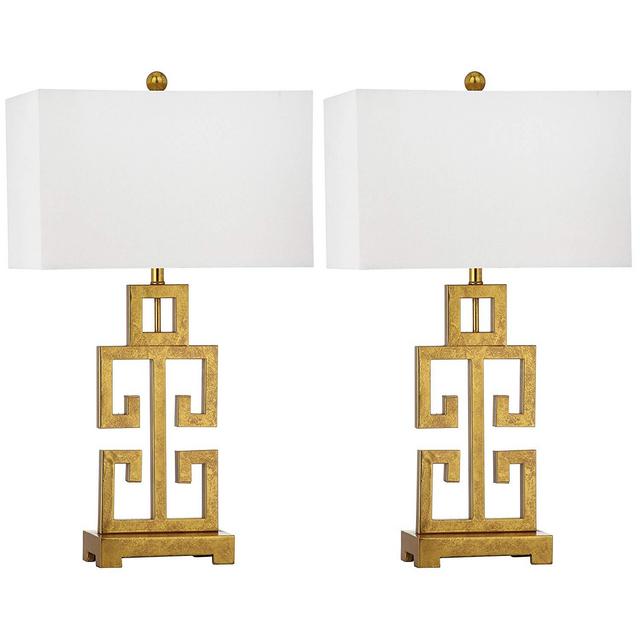 Safavieh Lighting Collection Greek Key Antique Gold 28.75-inch Table Lamp (Set of 2)