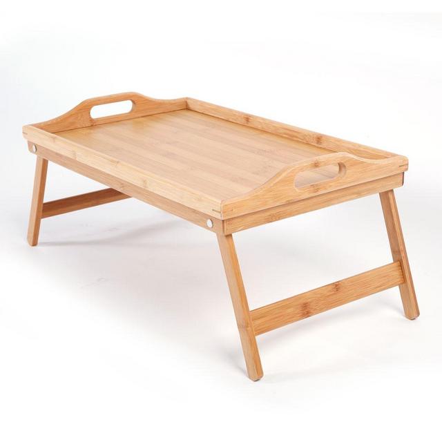 Breakfast Tray Table with Folding Legs, Bamboo Serving Tray Dinner Trays, Tea Tray Bed Trays for Eating or Any Food Tray Good for Parties Reading Laptop Working, 19.7"x11.8"x8", Natural, Q5730