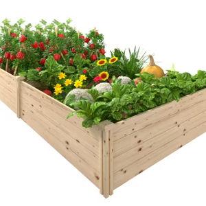 8 ft. x 4 ft. x 15 in. Cedar Wood Raised Garden Bed Divisible Elevated Planter Box
