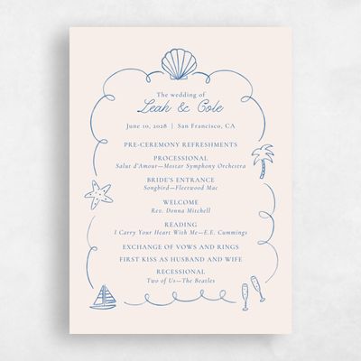 Cobalt, Blue Wedding Program - Boracay