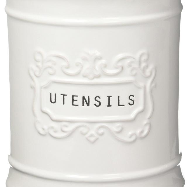 Mud Pie Circa Utensil Ceramic Holder, 6.5"x5" dia