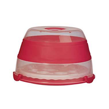 Prepworks by Progressive Collapsible Cupcake and Cake Carrier, 24 Cupcakes, 2 Layer, Easy to Transport of Muffins, Cookies or Dessert to Parties - Red