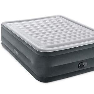 Intex 64417ED 22in Queen Dura-Beam Comfort Plush High-Rise Inflatable Air Mattress with Built in Pump for Travel and Camping, 600lb Weight Capacity