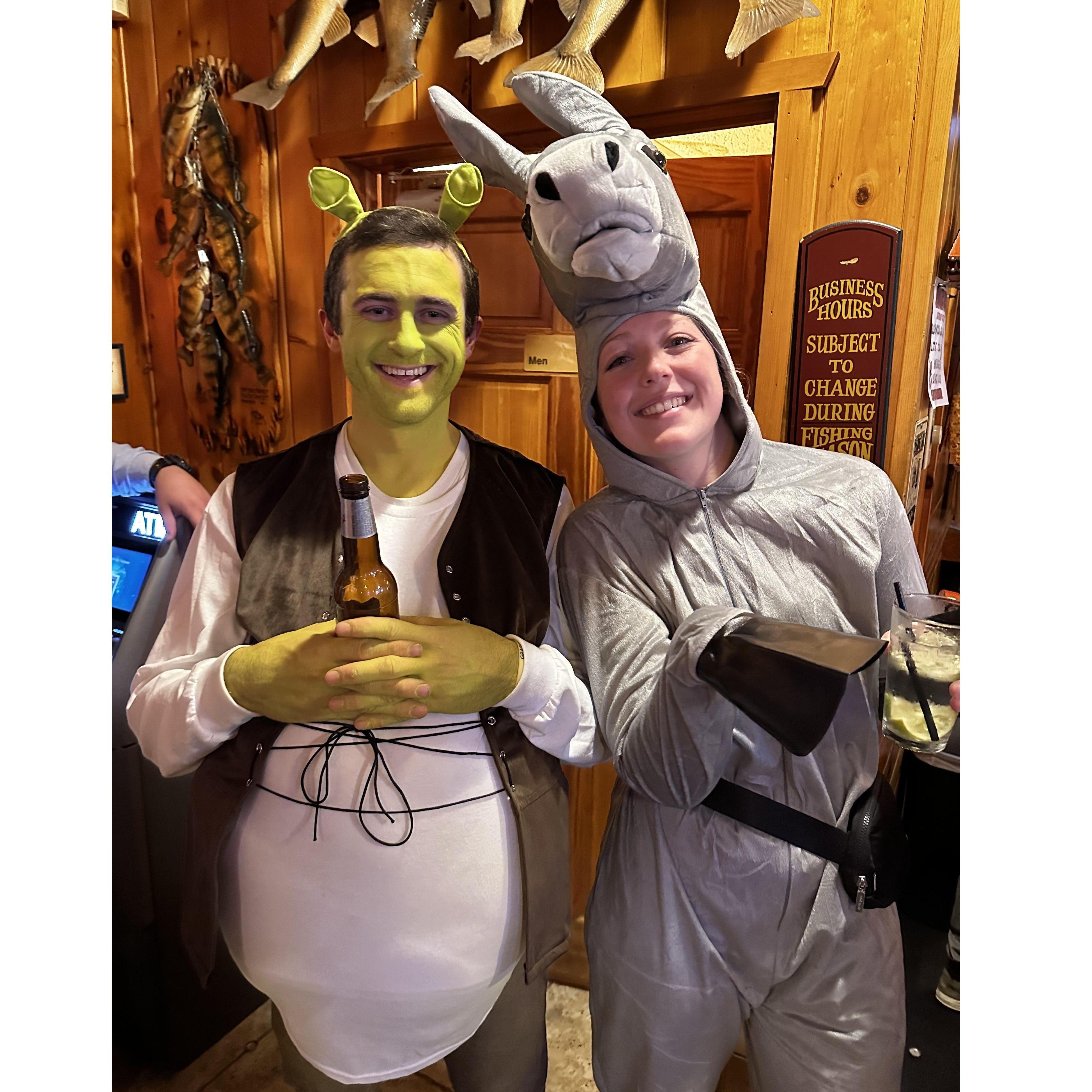 I made Kyle dress up as Shrek for the local Halloween costume contest. We won!