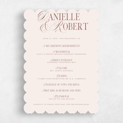 Beige Scalloped Wedding Program - Nevis
