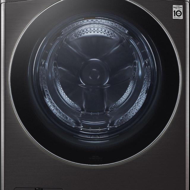 LG - 5.0 Cu. Ft. High Efficiency Stackable Smart Front-Load Washer with Steam and Built-In Intelligence - Black steel