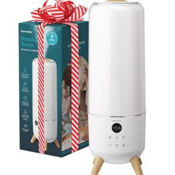 Homedics Ultrasonic Humidifier - Large Deluxe Air Humidifiers for Bedroom, Plants, Office - Top-Fill 1.47-Gallon Tank, Cool Mist, Essential Oil Pads and Built-In Timer, 3 Speed Settings, White