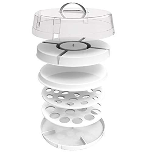 Crazy Chef Stackable Portable Food Carrier for Cakes, Cupcakes, Deviled Eggs, Vegetables and Dip - 4-in-1 Party Platter, Appetizer Platter. Space Saving, Easy to Carry Plastic Storage with Lid
