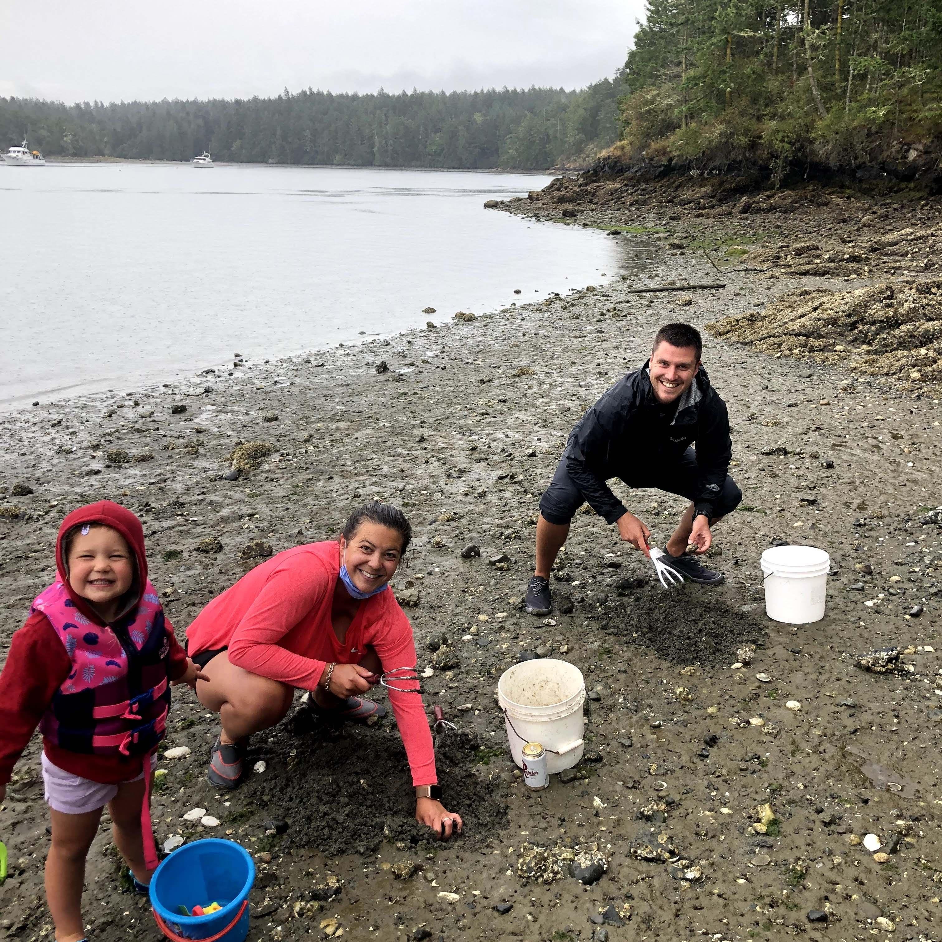 Digging for clams with our dear friend Amy Johnston and her daughter, Adeline. San Juan Island, Washington. 2021.