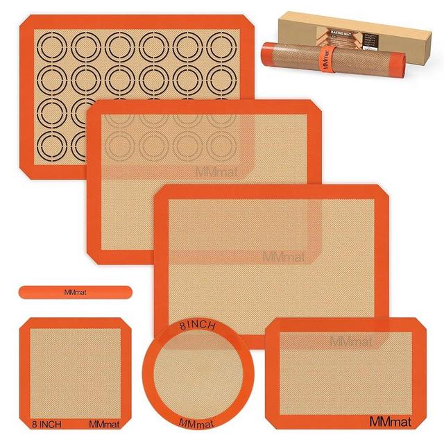 MMmat Silicone Baking Mats - Best German Silicone, Non Slip Silicone Baking Sheet, Non Stick Reusable Silicone Mats For Baking, Food Grade Oven Liner, Counter Mat, Set of 6