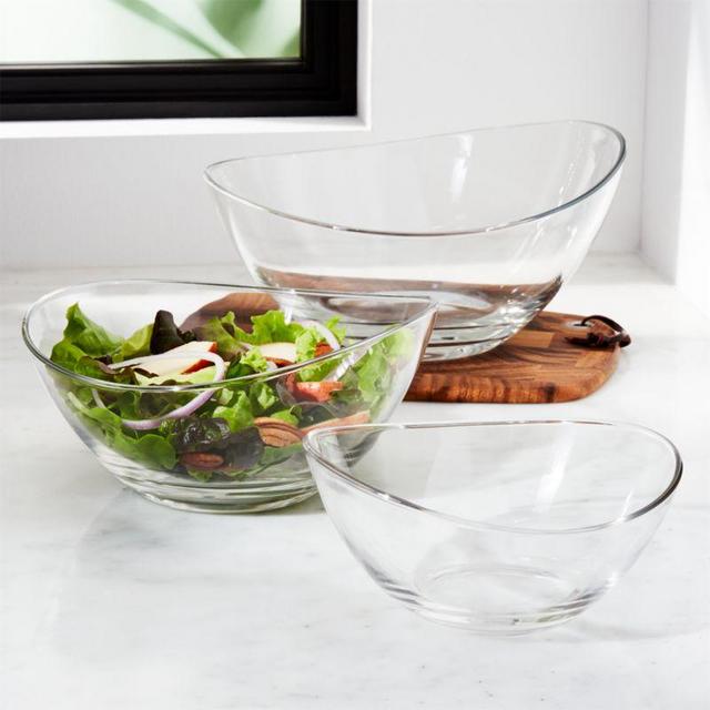 Wave Glass Mixing Bowls, Set of 3