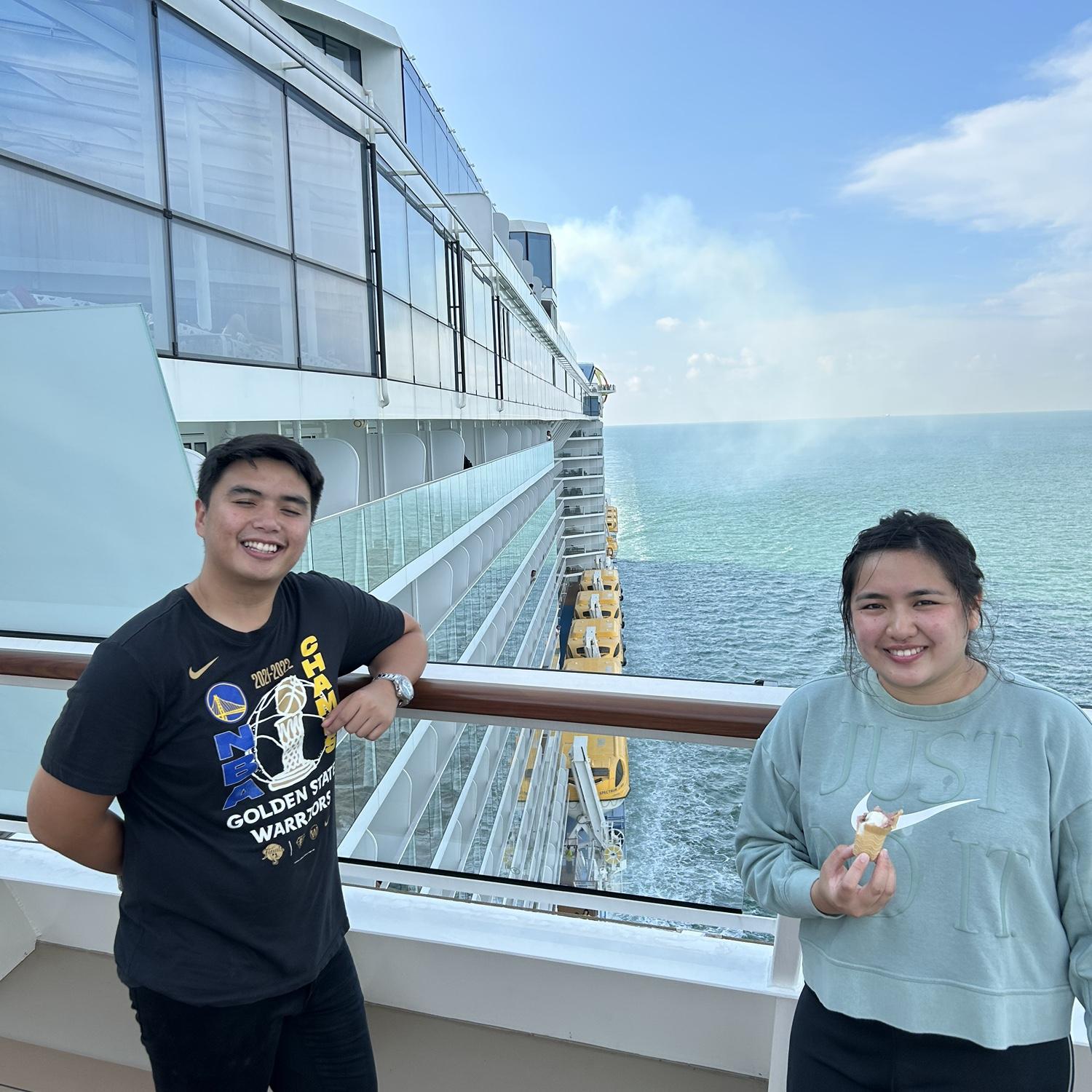 We rode our first cruise and we loved it. Nicolo thinks this is the best way to travel because you can eat and rest all day if you want to!