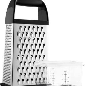 Cheese Grater With Container Box Grater Stainless Steel Graters for Kitchen Cheese Shredder Parmesan Shredder Kitchen Gadgets Kitchen Tools Kitchen Gifts for Chef Dishwasher Safe Zester
