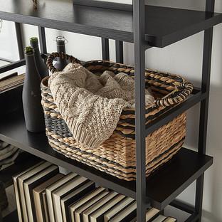 Black & Natural Water Hyacinth Storage Bin