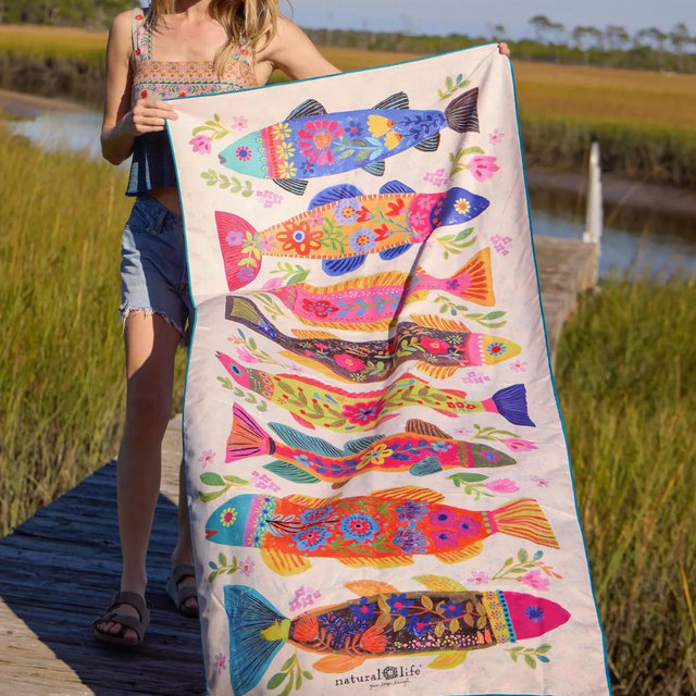 Double-Sided Microfiber Beach Towel - Fish