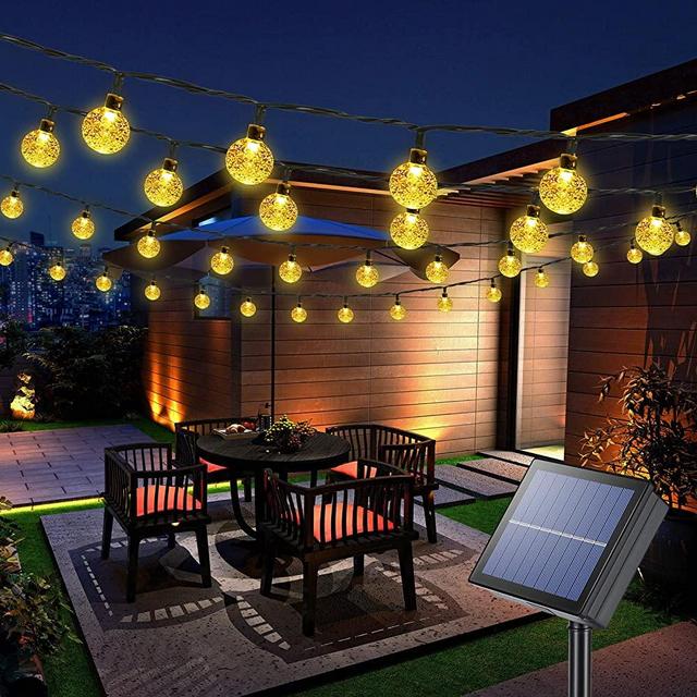 Joomer Solar String Lights Outdoor 100LED 72ft Crystal Globe Lights with 8 Lighting Modes, Waterproof Solar Powered Patio Lights for Outdoor Garden Yard Porch Wedding Party Home Decor (Warm White)