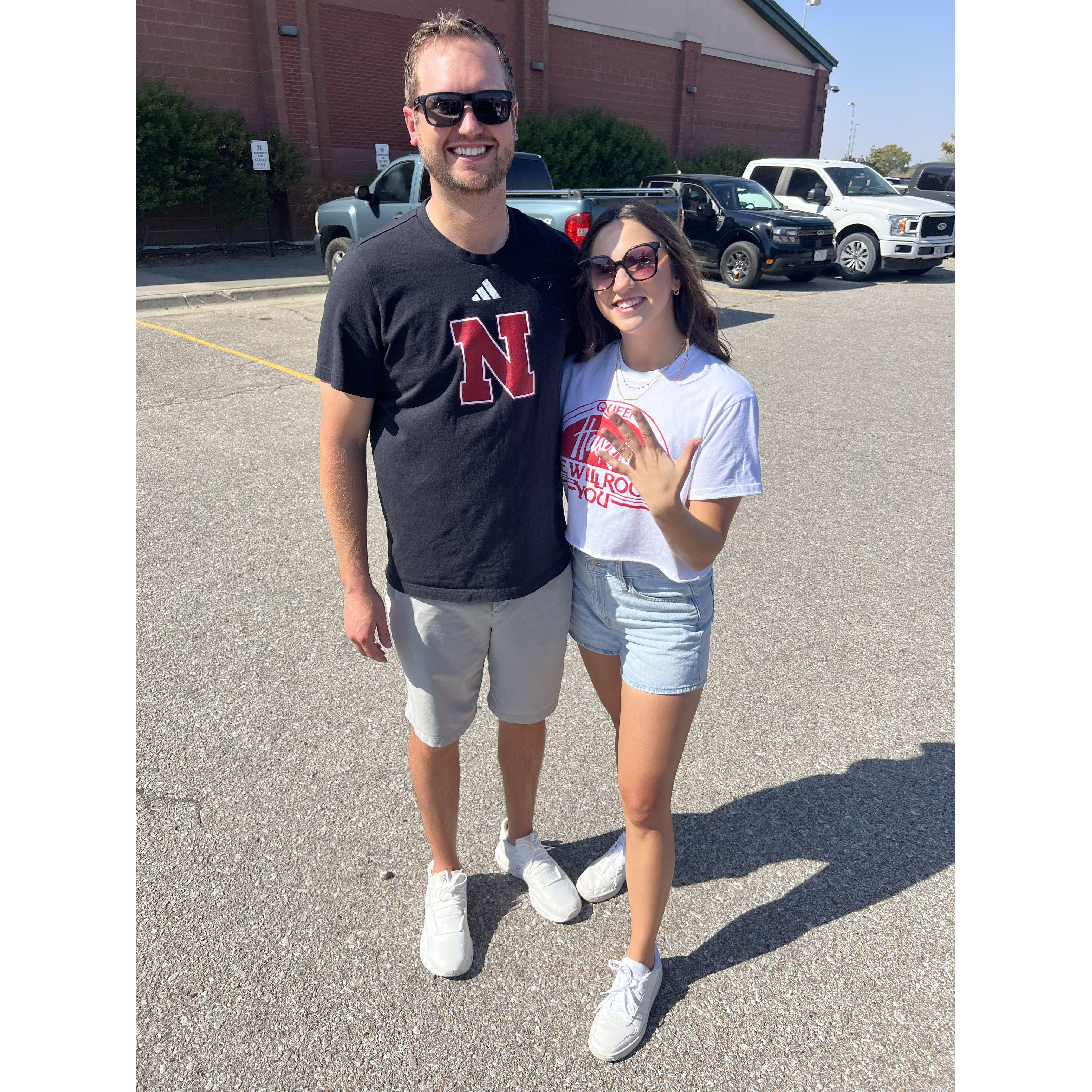 Husker football game after getting engaged