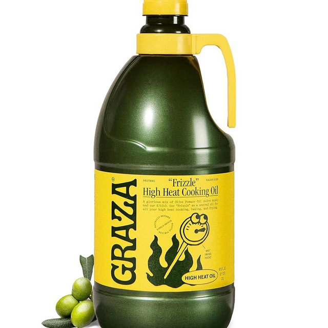 Graza Frizzle High Heat Cooking Oil - High Polyphenol Oil with a Neutral Flavor in a Squeeze Bottle for Frying, Baking & Grilling - Cooking Oil Made from 100% Olives - 2L (67.6 Fl Oz)