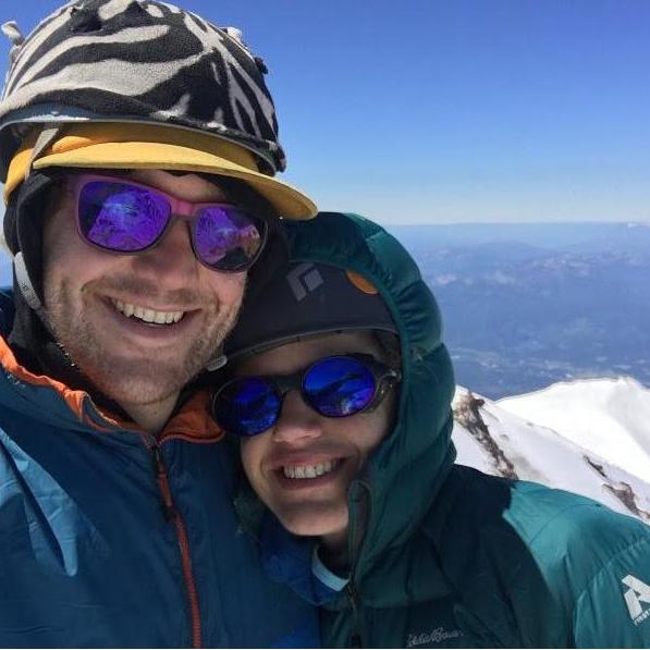 On the Summit of Mt. Shasta after an exhausting 1 day climb and ski of the 14,000' peak.