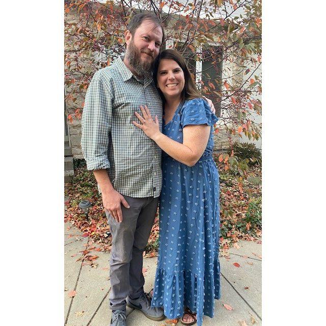 Celebrating our engagement at my parents' house