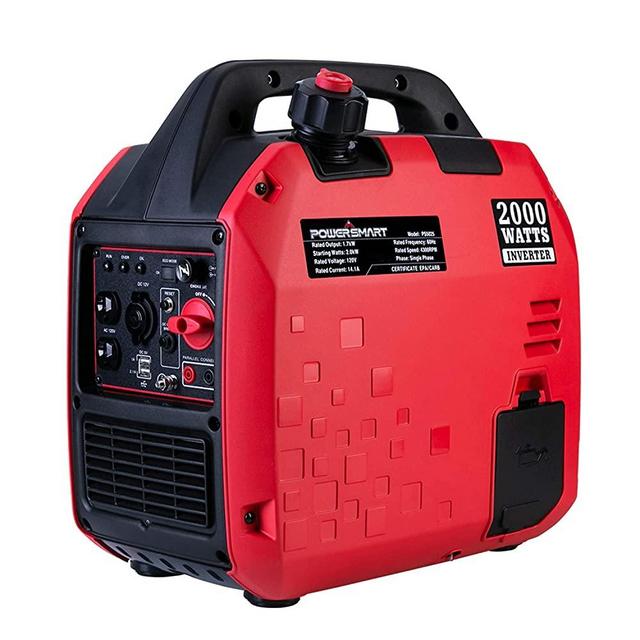 PowerSmart Generator, Super Quiet Generator, 2000 Watts Portable Inverter Generator, Gas Powered Generator, Fuel Shut Off, CARB Compliant Red/Black, PS5020