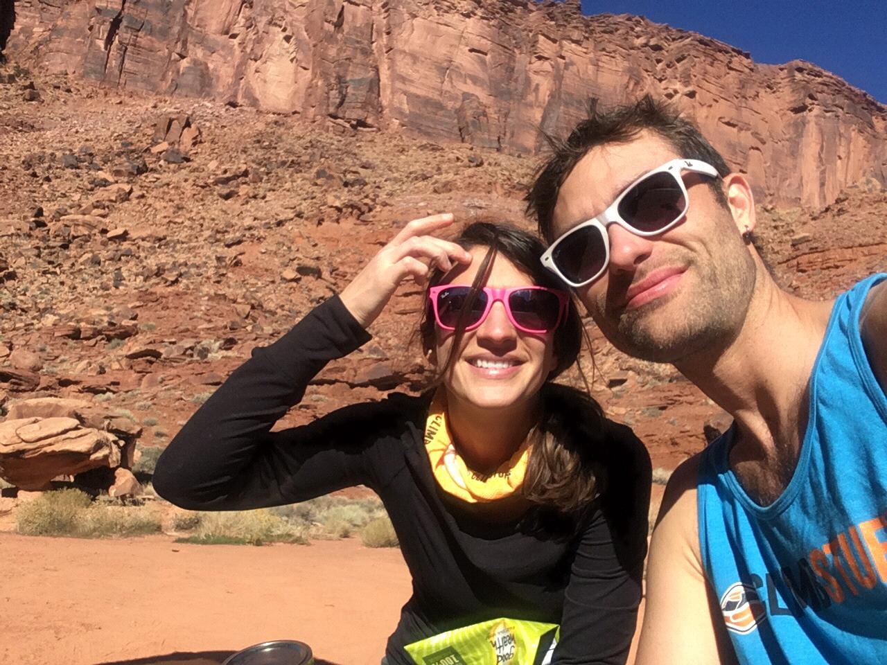 Enjoying some lunch at Big Bend bouldering field just outside Moab, UT.