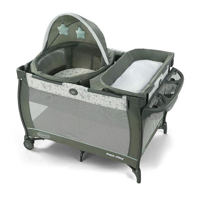 Graco Pack 'n Play Travel Dome Playard | Includes Travel Bassinet, Full-Size Infant Bassinet, and Diaper Changer, Oskar