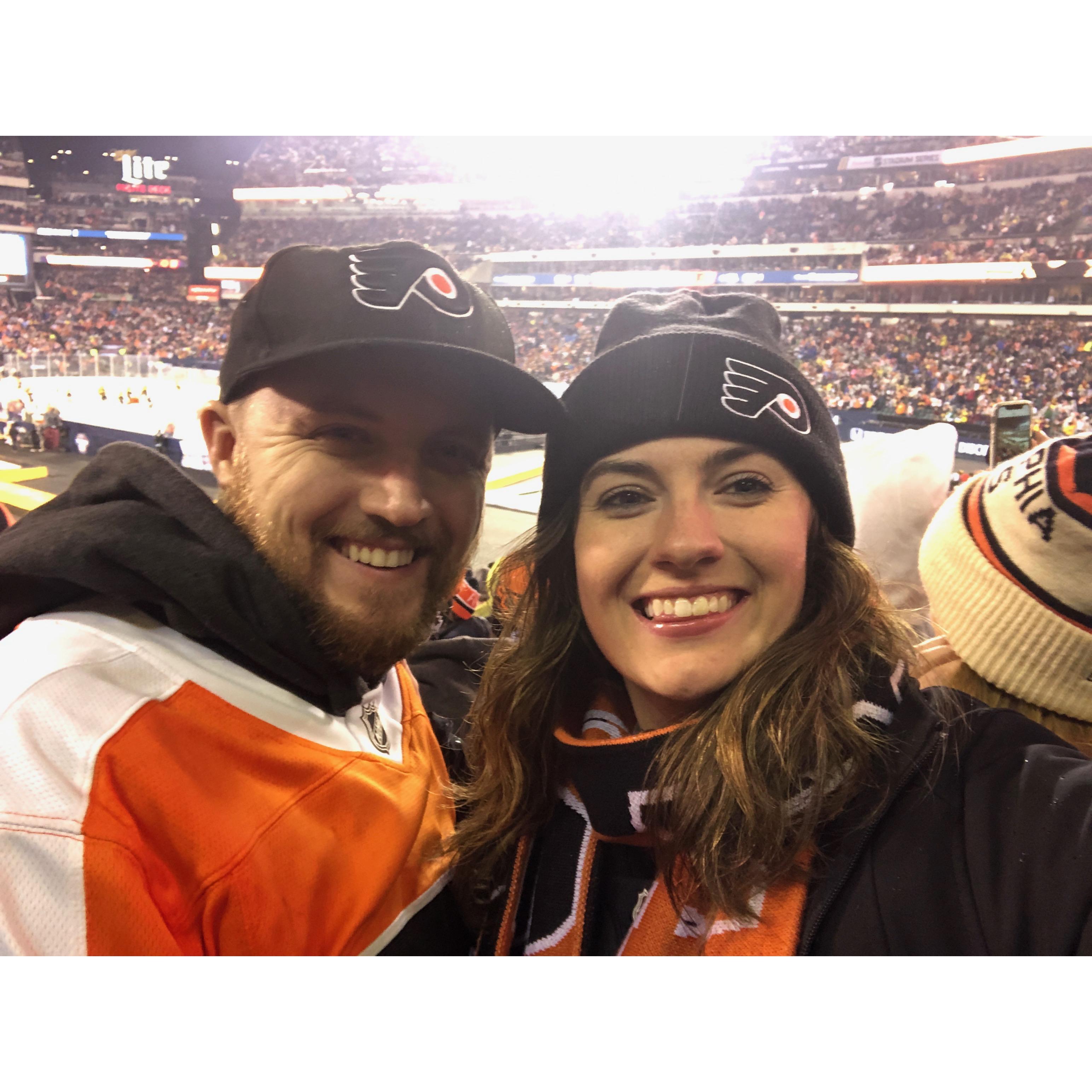 Our first date and favorite dates; Flyers games!