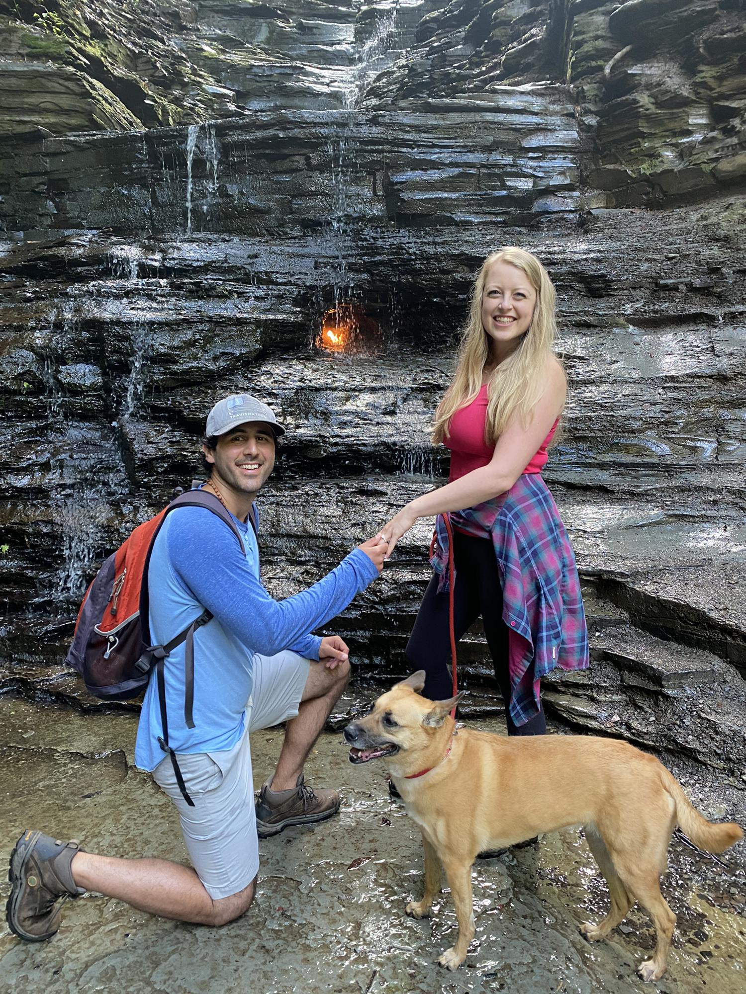 Right after Ronnie popped the question and Kayla said "yes" at Eternal Flame Falls in Orchard Park, NY