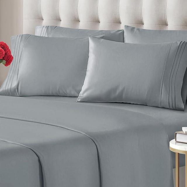 Queen 6 Piece Sheet Set - Breathable & Cooling Bed Sheets - Hotel Luxury Bed Sheets for Women, Men, Kids & Teens - Bedding w/ Deep Pockets & Easy Fit - Soft & Wrinkle Free - Queen Steel Blue Sheets