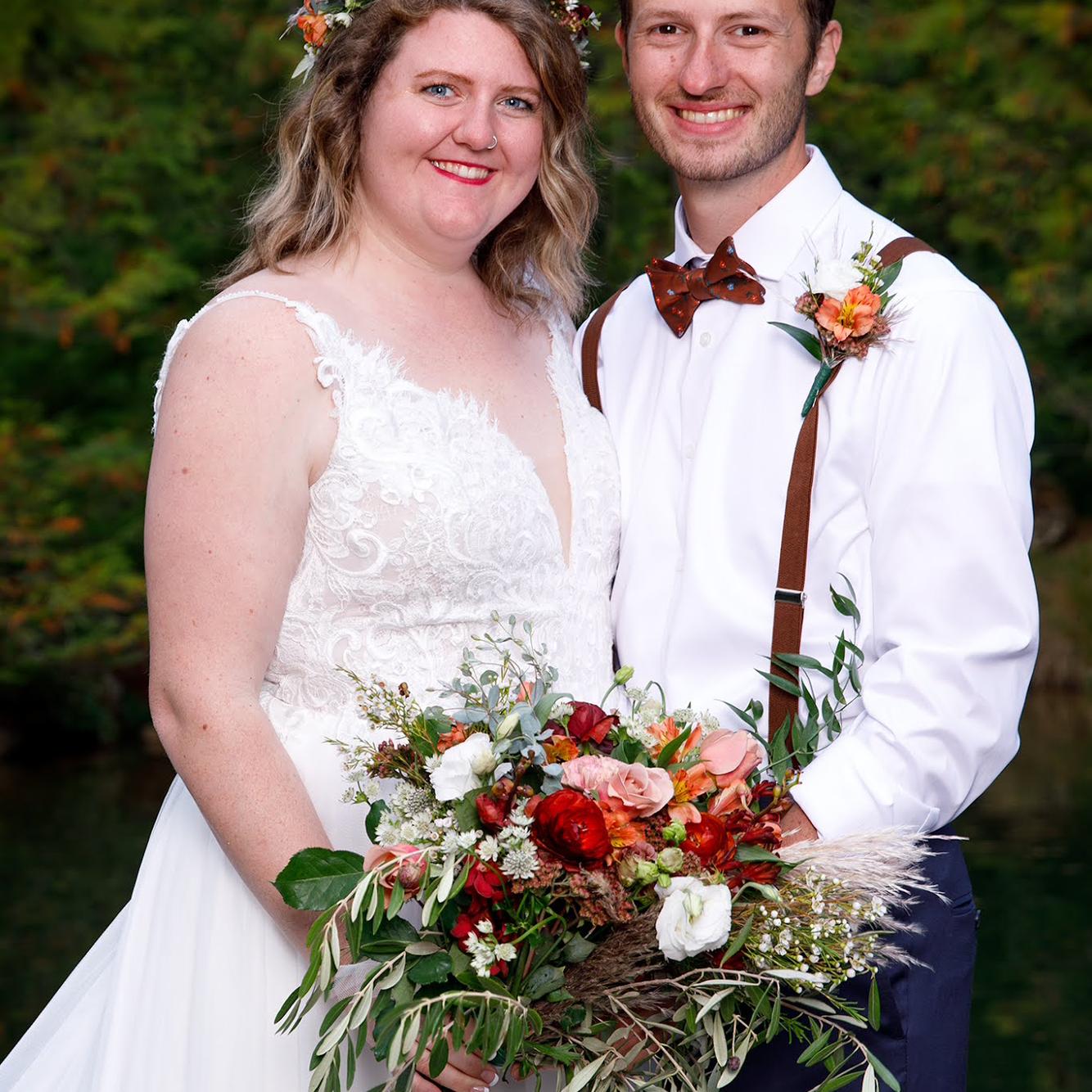 Calvin and I got married in Sandy, Oregon next to a lake and a tree house.