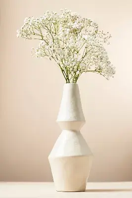 Geometric White Ceramic Vase