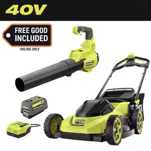 40V HP Brushless 20 in. Cordless Battery Walk Behind Push Mower & 450 CFM Cordless Blower w/ 6.0 Ah Battery & Charger
