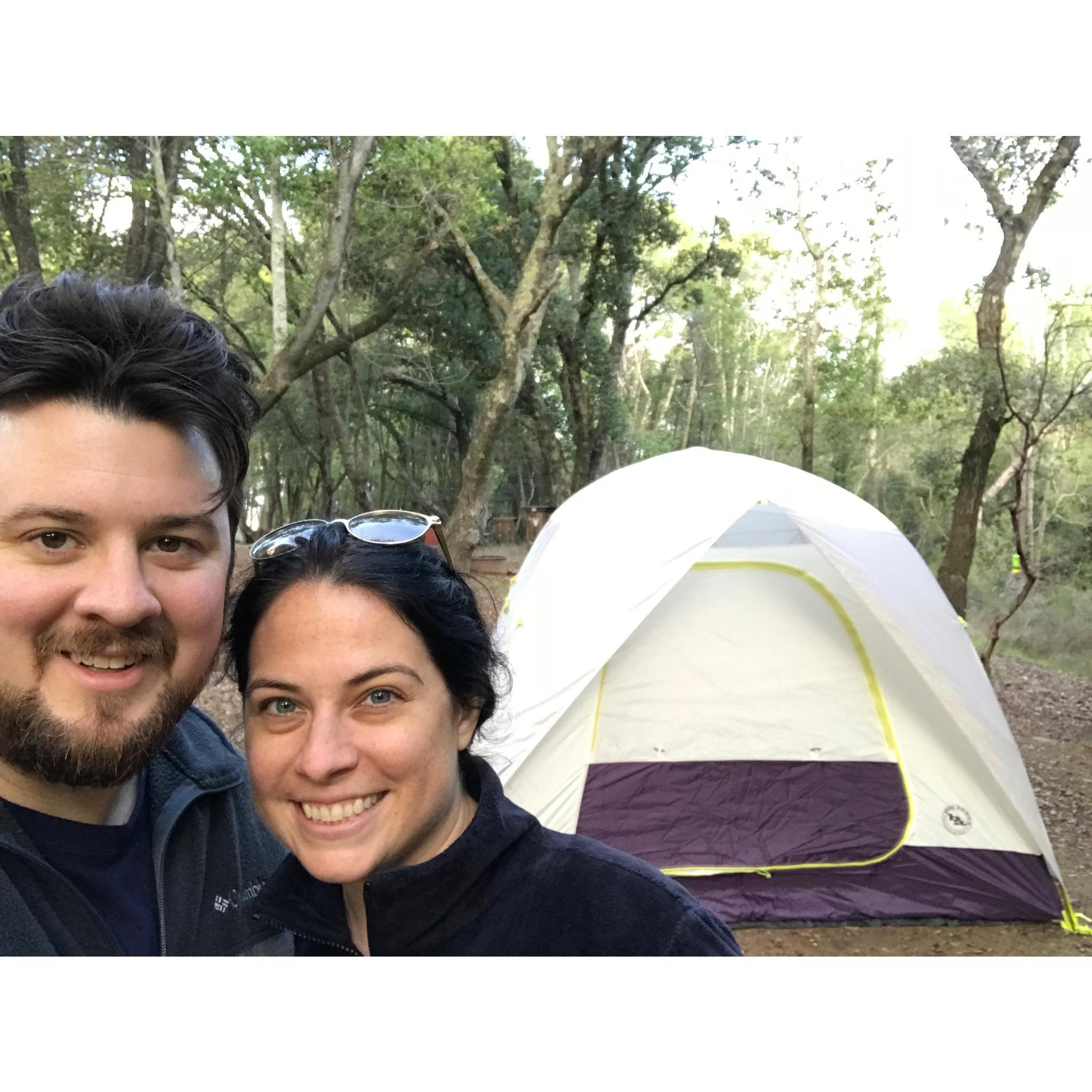 Our first winter camping trip breaking out my new tent.  Great times, but chilly and so many racoons!