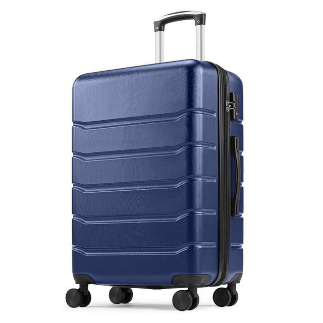Sweetcrispy Carry on Luggage, Hard Shell ABS, Double Spinner Wheels Lightweight Suitcase TSA Lock, Navy Blue, 28 Inch