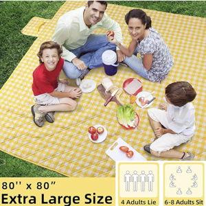 Extra Large Picnic Blankets, 80''x80'' (Yellow and White)