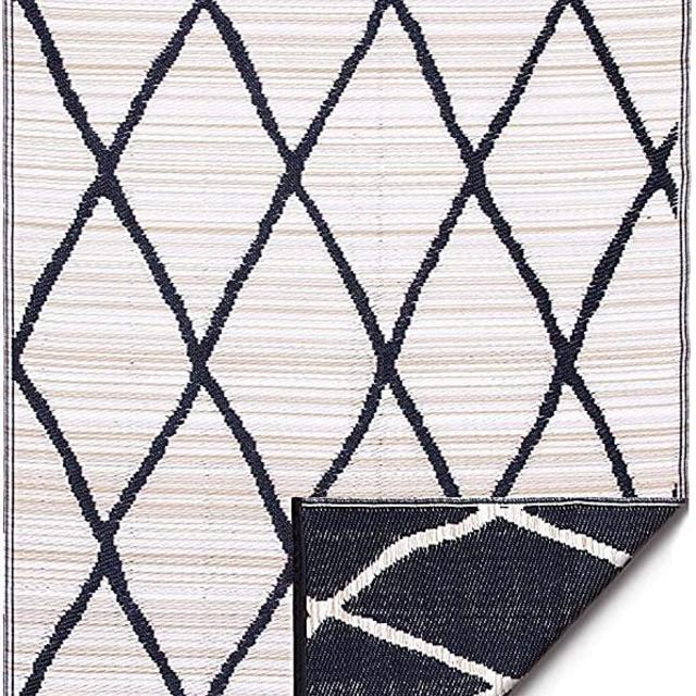 Fab Habitat Reversible Rugs | Indoor or Outdoor Use | Stain Resistant, Easy to Clean Weather Resistant Floor Mats | Nairobi - Natural & Black, 6' x 9'