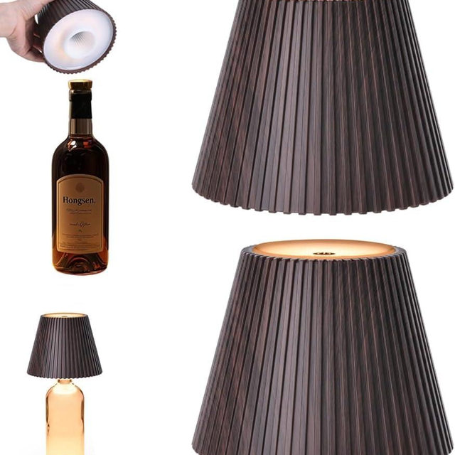 WILIT 2 Pack Wine Wirelss Bottle Lamp, 3-Level Brightness Cordless Table Lamp Shades, Rechargeable Battery Operated for Bedroom, Living Room, Kitchen Counter, Women Gifts for Her