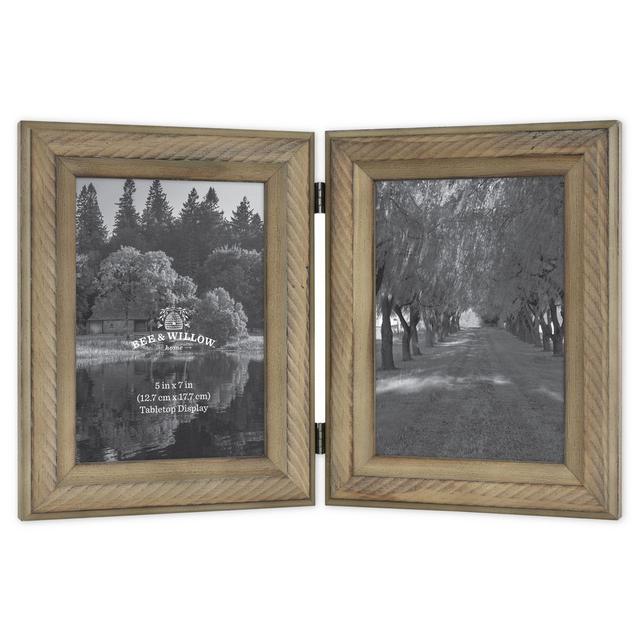 Bee & Willow™ Home 2-Photo 5-Inch x 7-Inch Hinged Picture Frame in Light Chocolate
