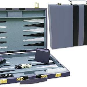 Backgammon Set - Classic Board Game with Premium Leather Case - Portable Travel Strategy Backgammon Game Set for Adults, Kids - Suitable as (18inch, Gray)