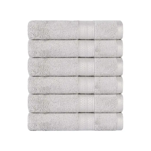 Rayon From Bamboo Cotton Blend Solid 6 Piece Hand Towel Set, Chrome - Blue Nile Mills