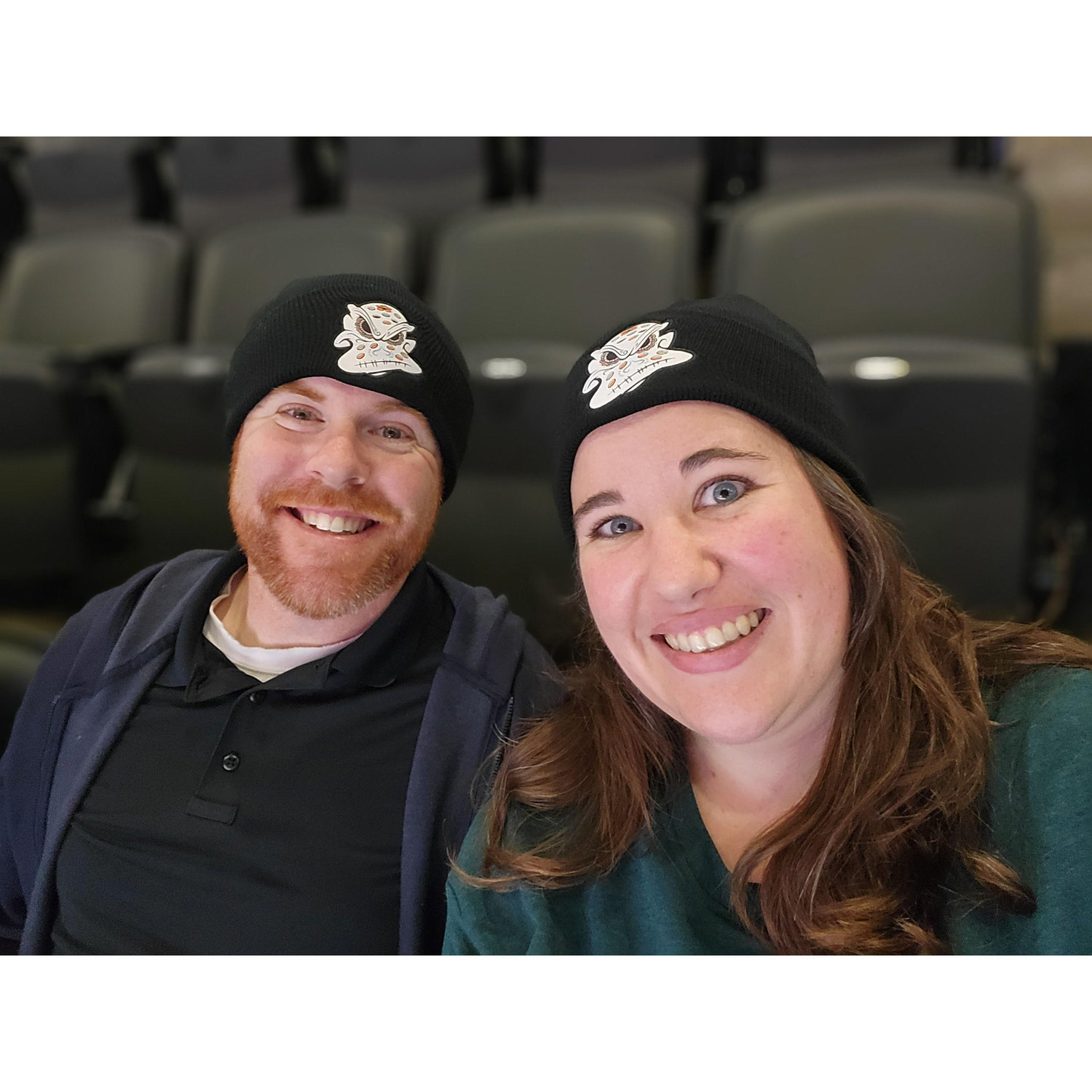 First Ducks game for both of us. They got the W and we got free beanies!