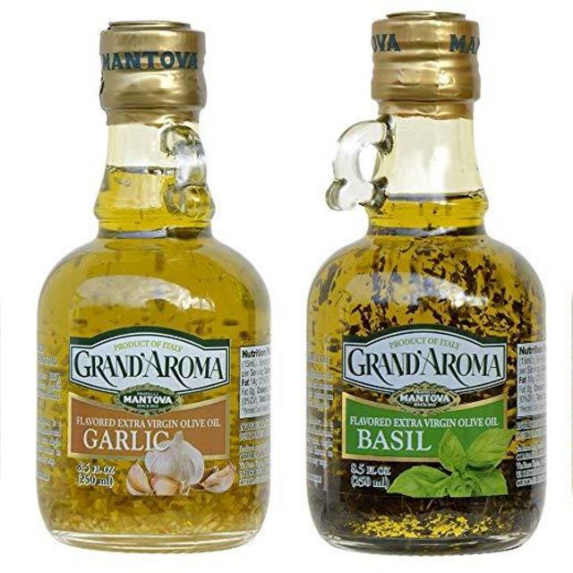 Mantova Flavored Extra Virgin Olive Oil Variety Pack: Tuscan Herbs, Truffle, Garlic, Basil Authentic Italian EVOO, 8.5-Ounce Per Bottle (Pack of 4) Great Gift Item