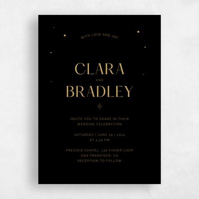 Black Wedding Invitation - Adhara Portrait